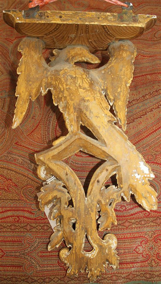 A pair of 19th century carved giltwood wall brackets, 17in.